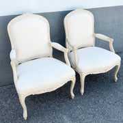 Vintage Cream and White French Provincial Lounge Chairs - A Pair Dolphin & Flamingo