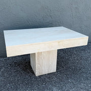 Vintage Polished Travertine Rectangular Side Table Dolphin & Flamingo