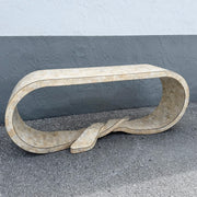 Postmodern Tessellated Stone Maitland Smith Waterfall Ribbon Console Table Dolphin & Flamingo