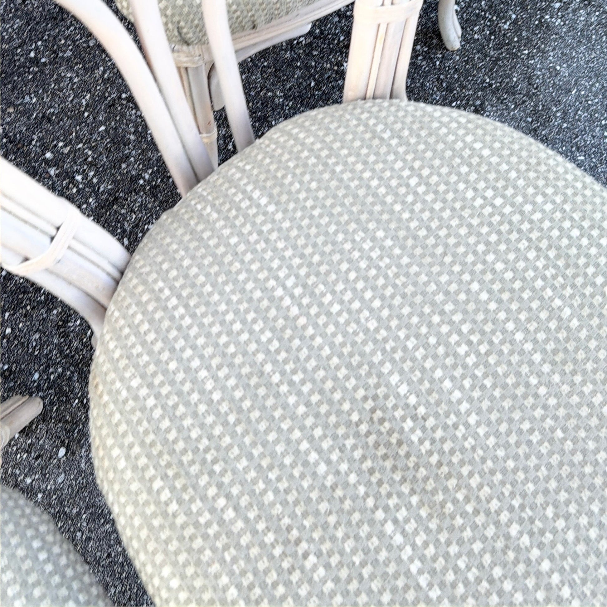 Boho Chic Sculpted Pencil Reed Leaf Back Rattan Dining Chairs - Set of 4 Dolphin & Flamingo