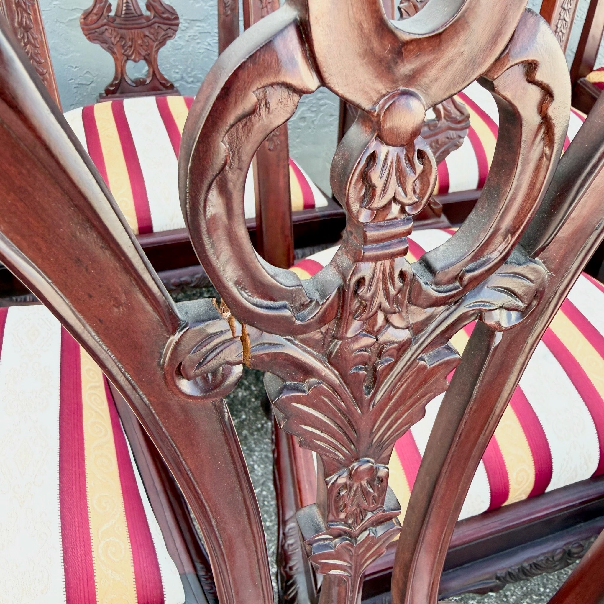 Vintage Chippendale Style Ball in Claw Dining Chairs - Set of 9 Dolphin & Flamingo