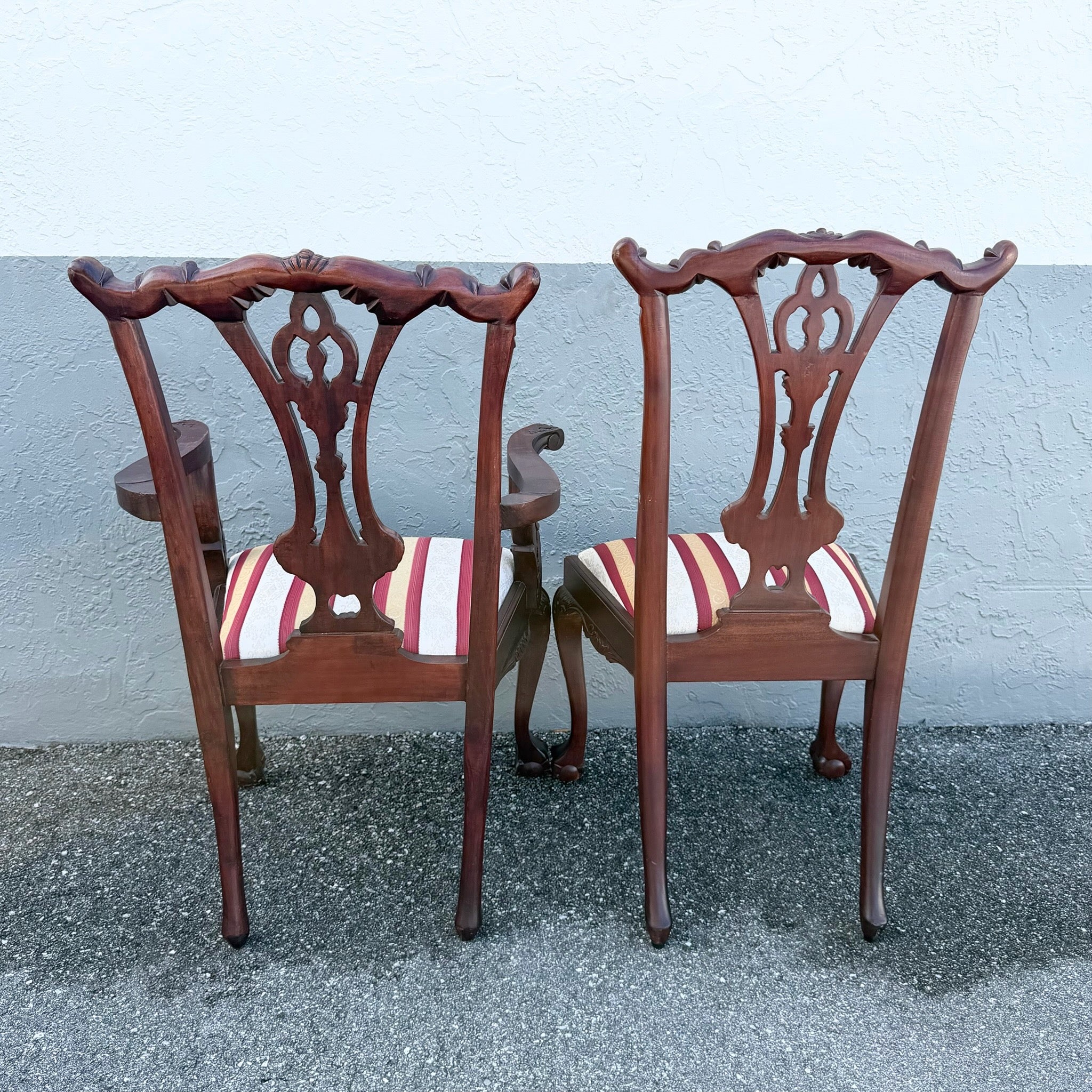Vintage Chippendale Style Ball in Claw Dining Chairs - Set of 9 Dolphin & Flamingo