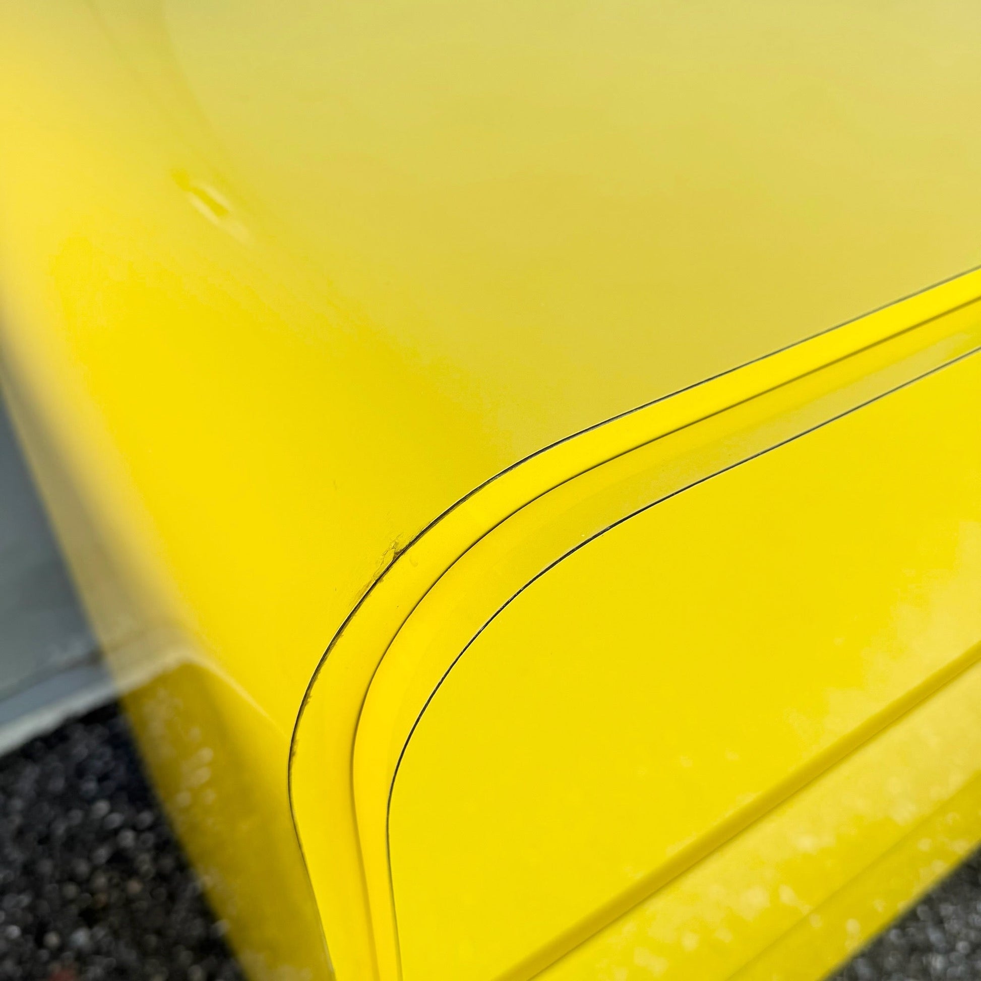 Postmodern Yellow Gloss Laminate Waterfall Dresser Dolphin & Flamingo