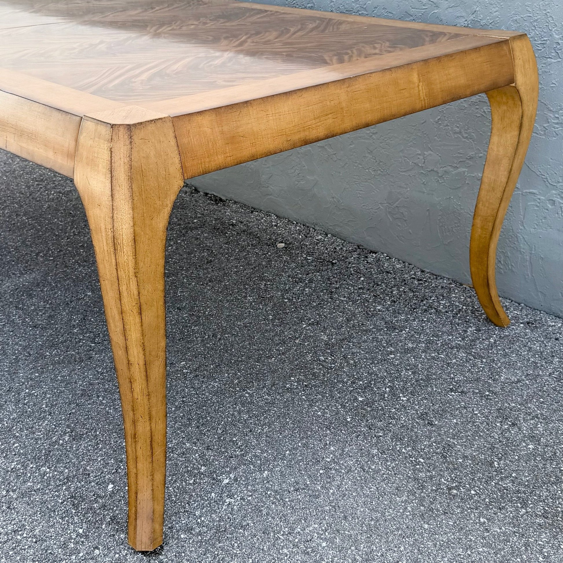 French Provisional Burlwood Extendable Dining Table by Century Furniture Dolphin & Flamingo