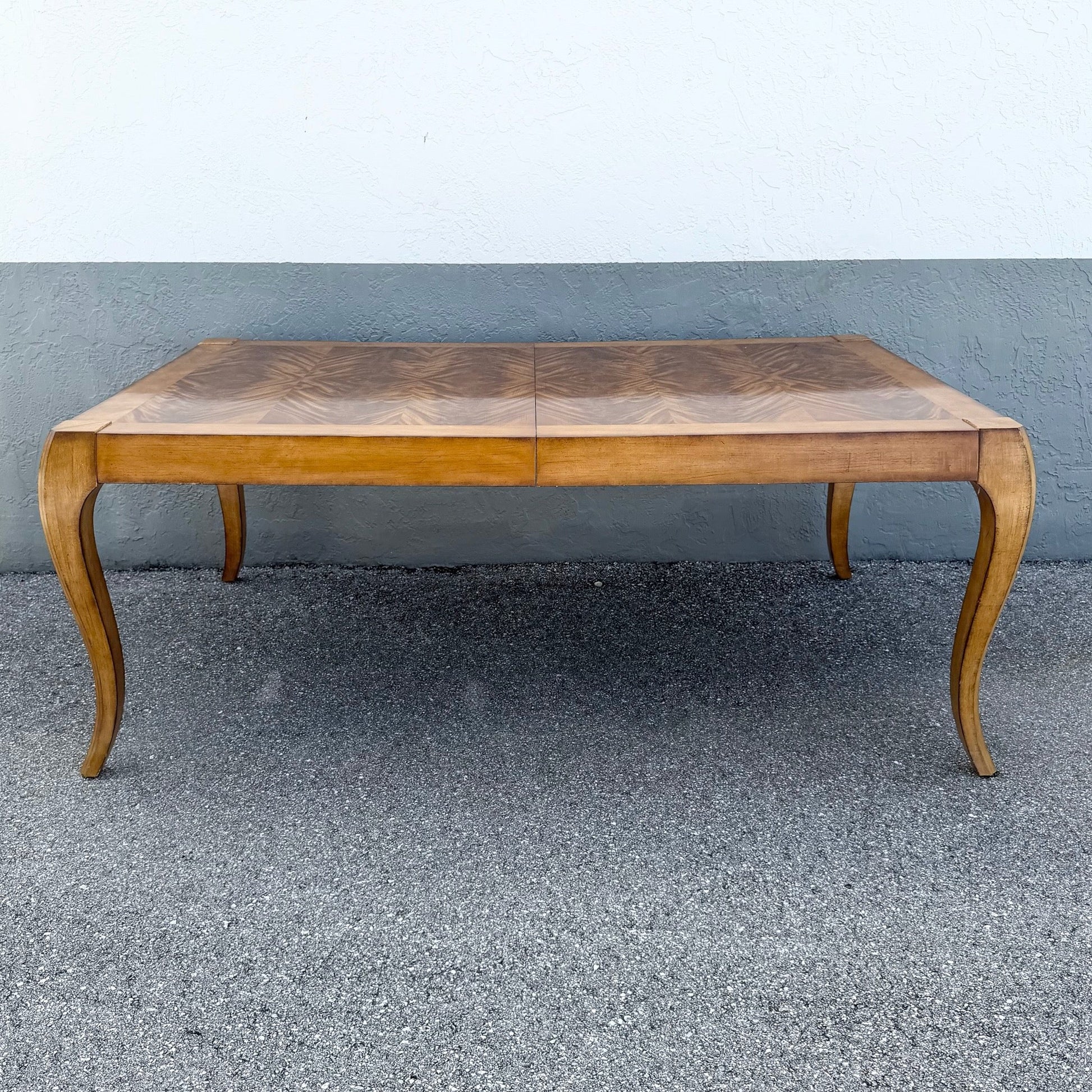 French Provisional Burlwood Extendable Dining Table by Century Furniture Dolphin & Flamingo