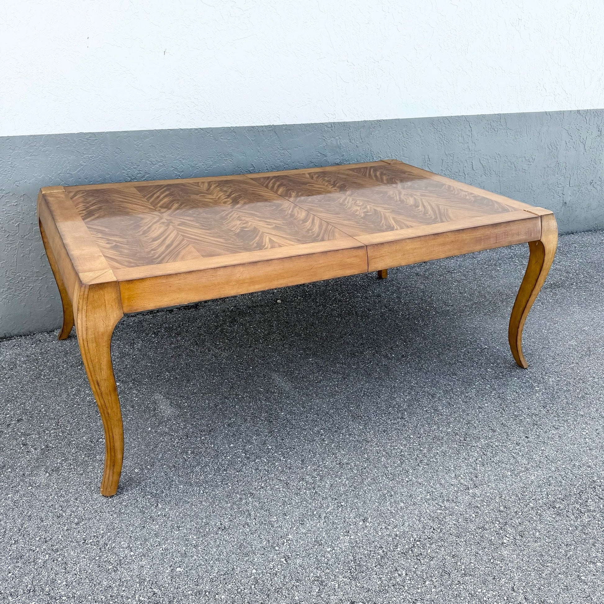 French Provisional Burlwood Extendable Dining Table by Century Furniture Dolphin & Flamingo