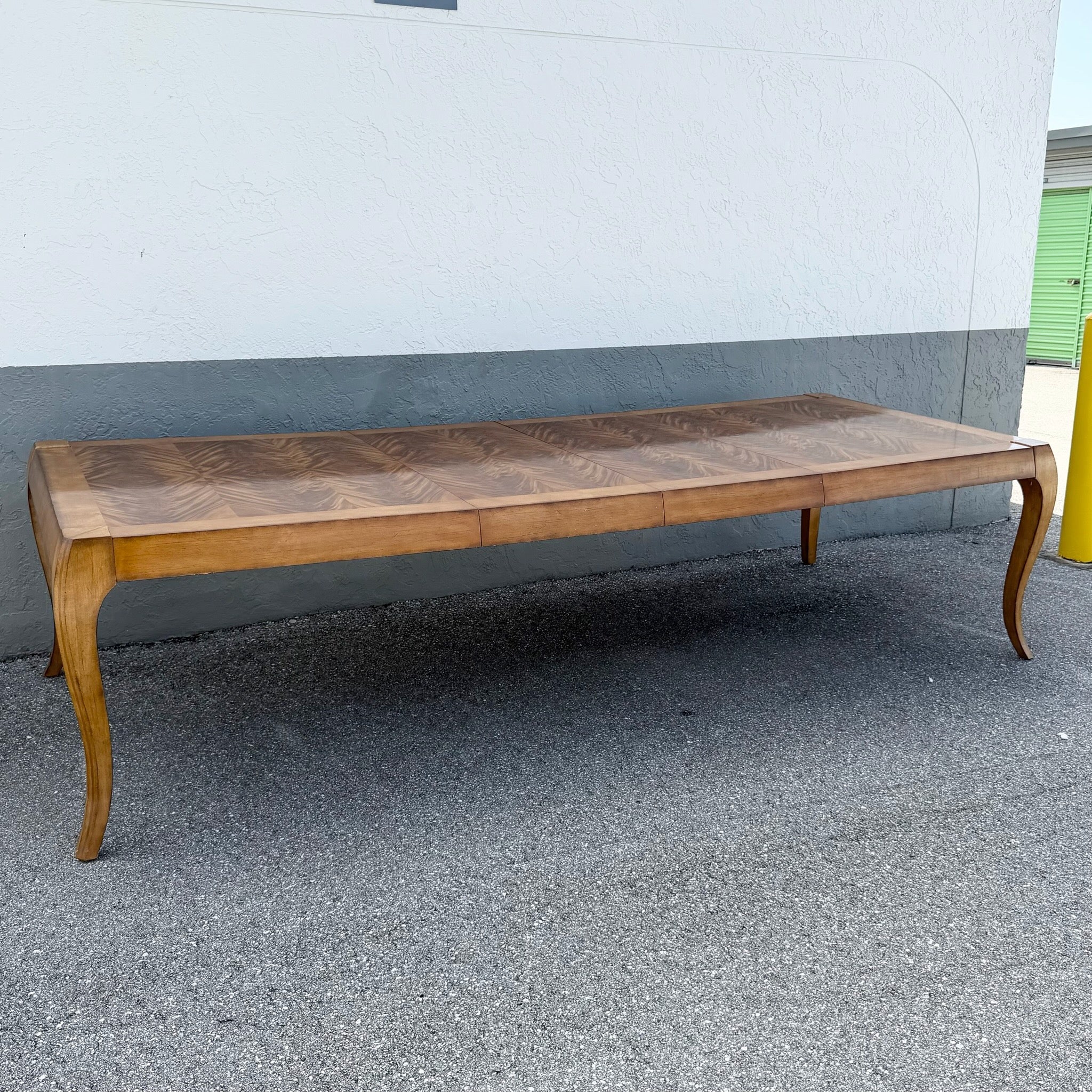 French Provisional Burlwood Extendable Dining Table by Century Furniture Dolphin & Flamingo
