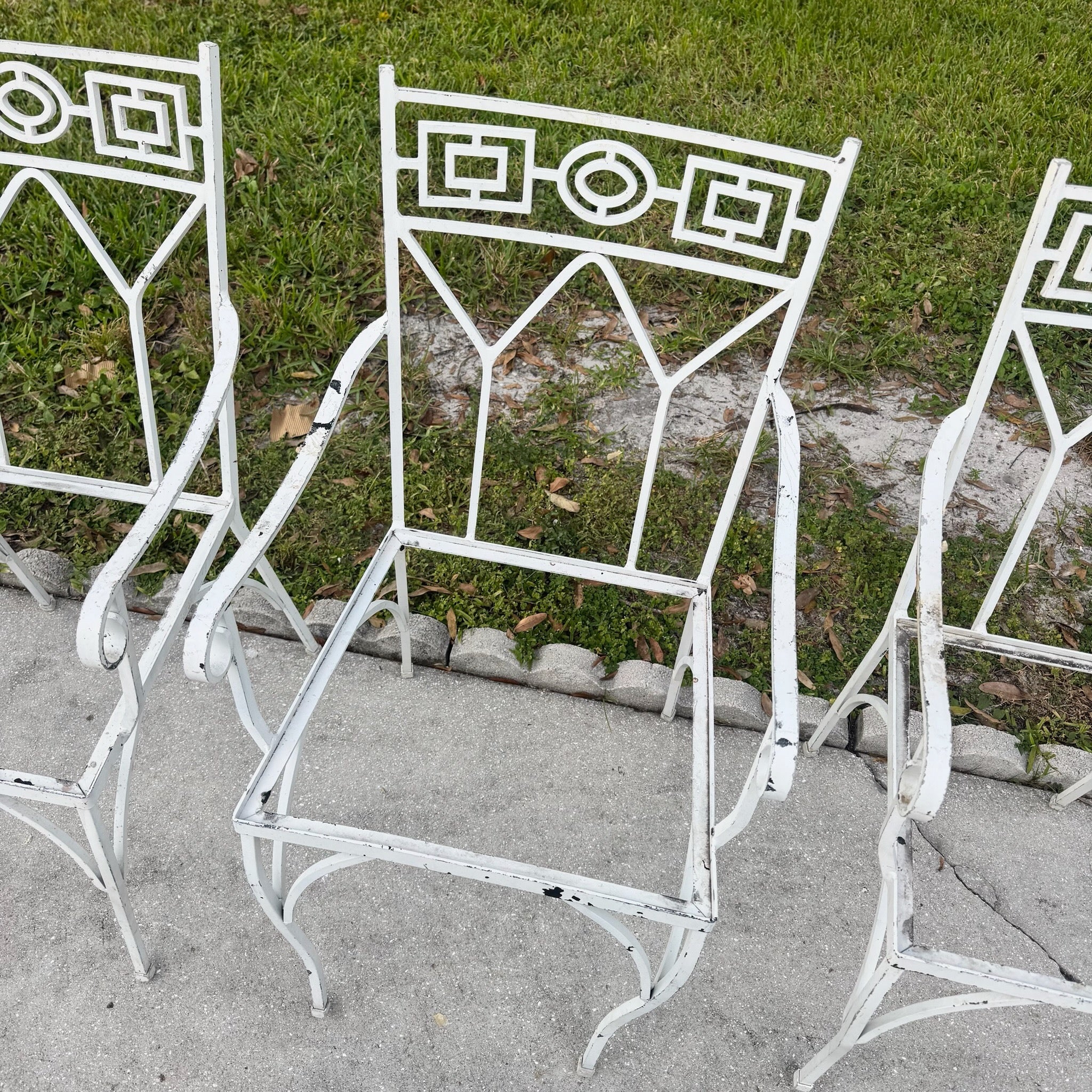 Mid Century Aluminum Outdoor Dining Chairs - Set of 4 No Cushions