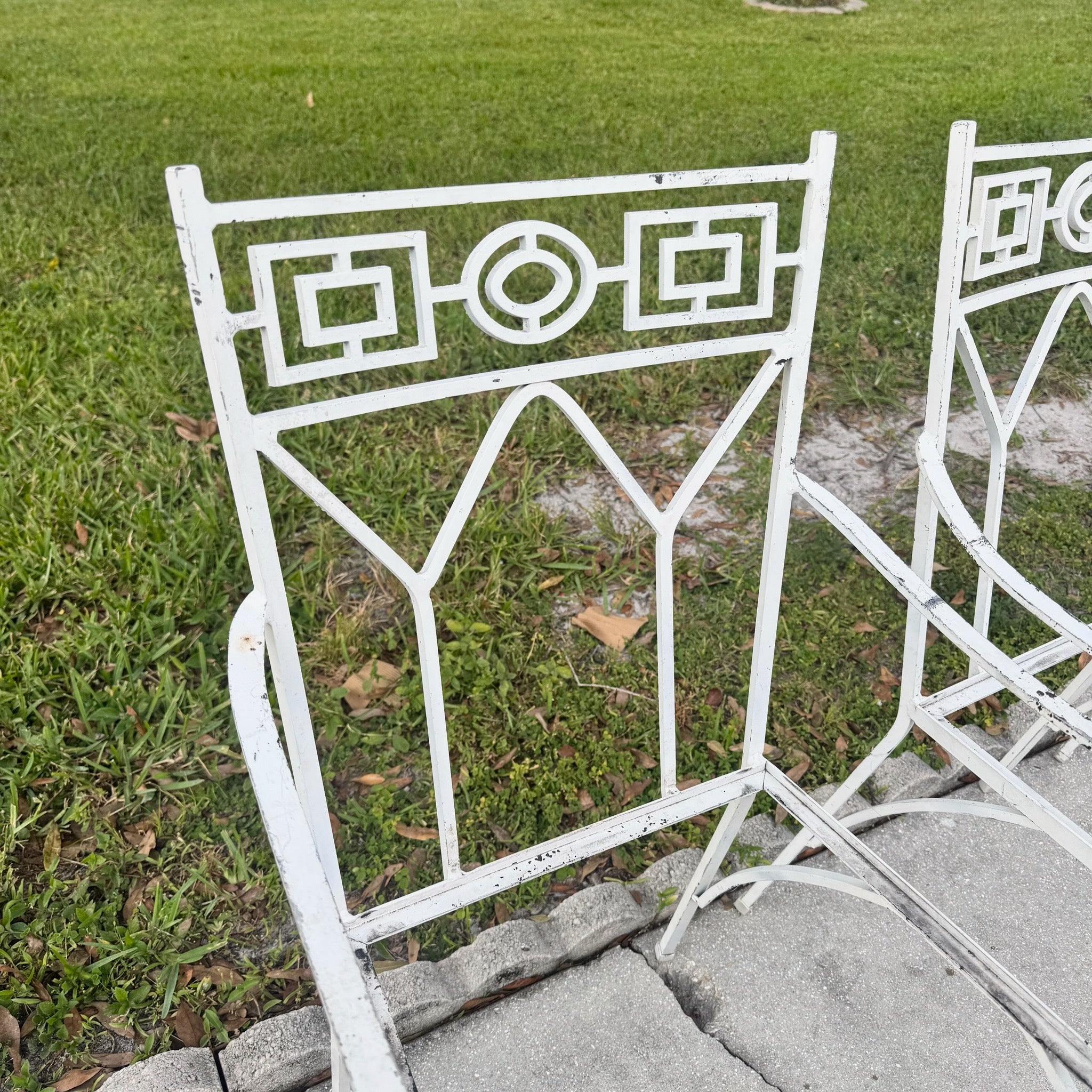 Mid Century Aluminum Outdoor Dining Chairs - Set of 4 No Cushions