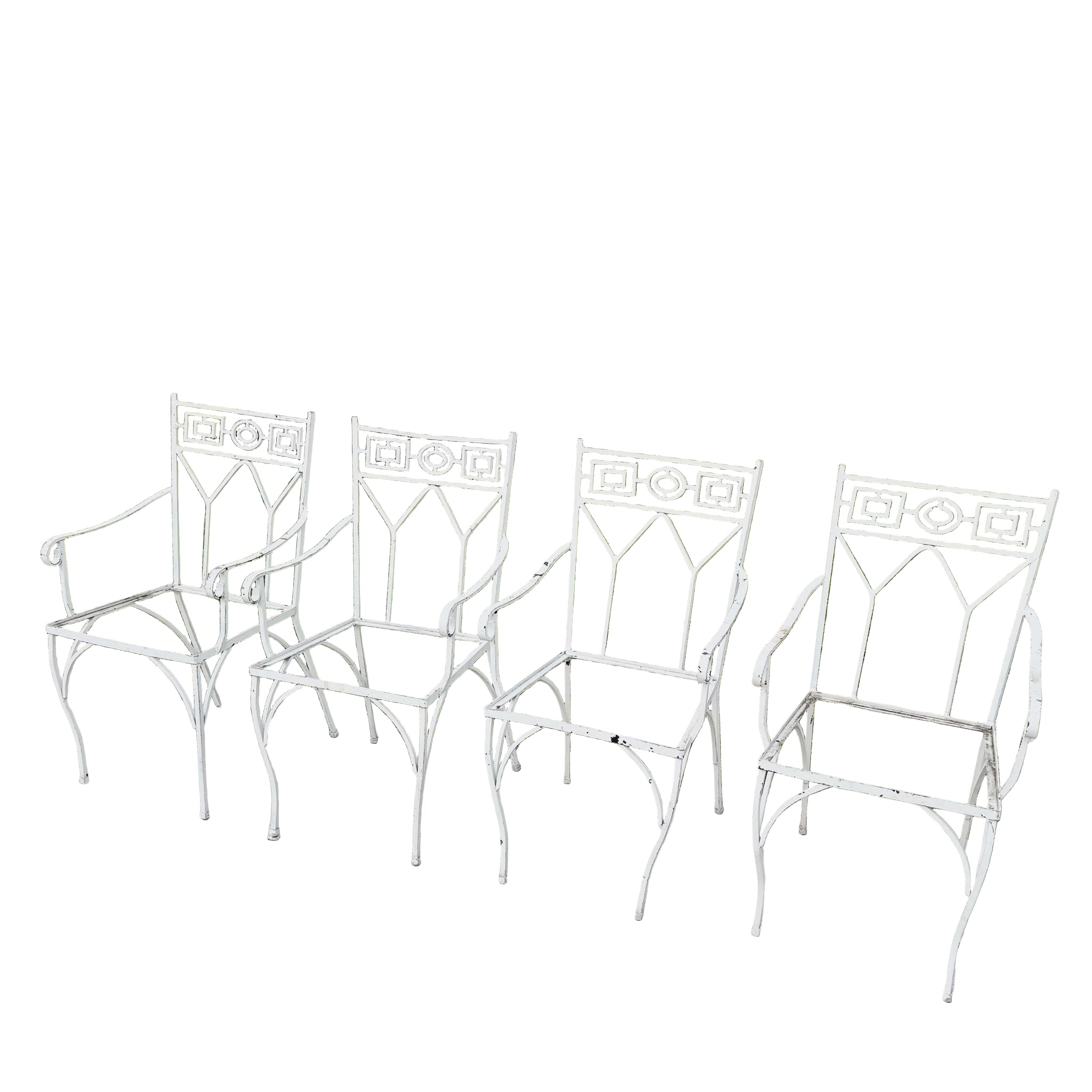 Mid Century Aluminum Outdoor Dining Chairs - Set of 4 No Cushions