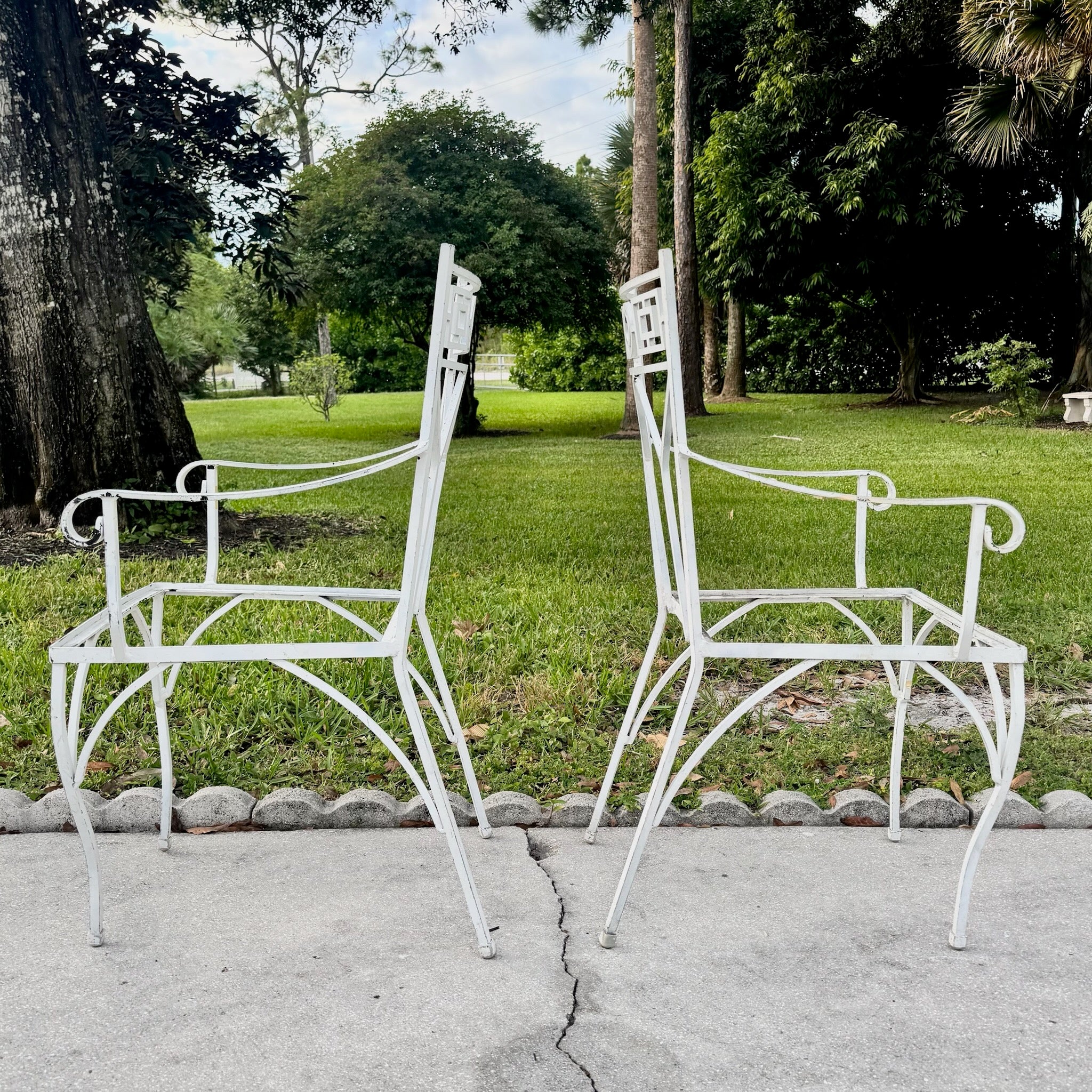 Mid Century Aluminum Outdoor Dining Chairs - Set of 4 No Cushions