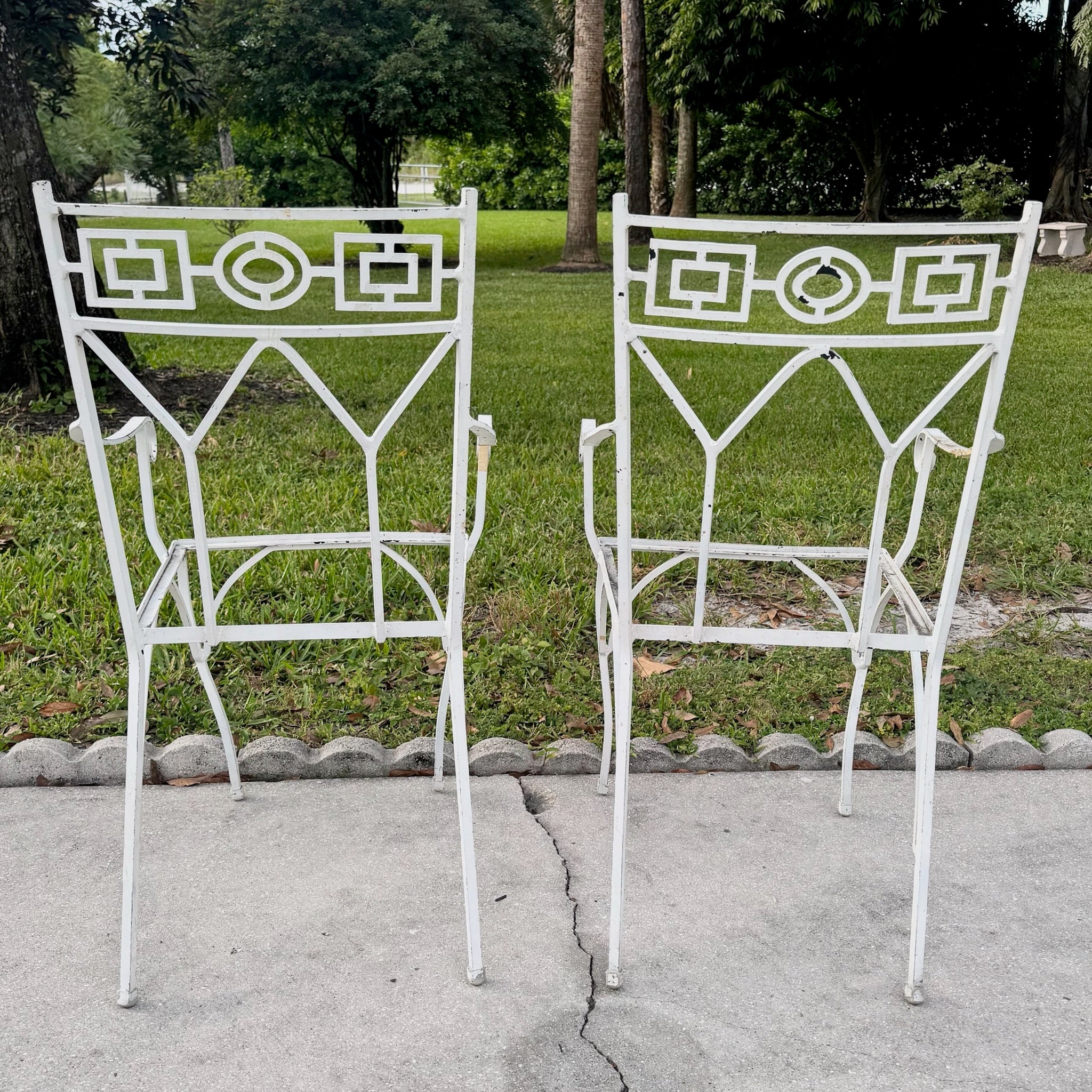 Mid Century Aluminum Outdoor Dining Chairs - Set of 4 No Cushions