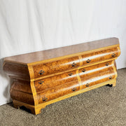 Vintage Venetian Bombe Burlwood Dresser