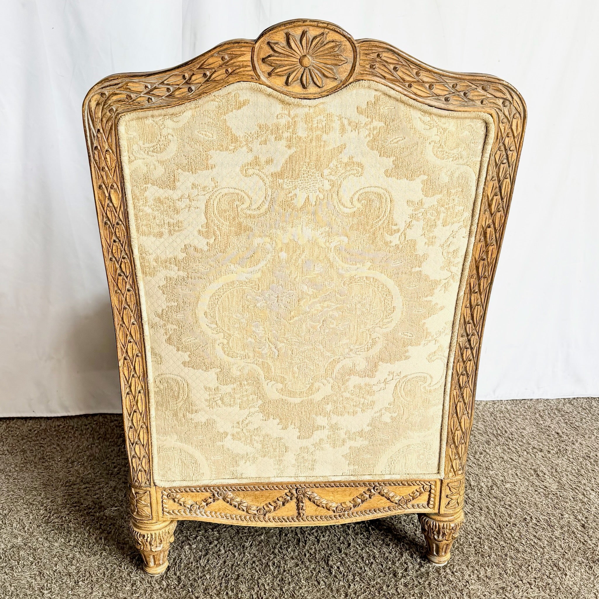 French Provincial Armless Upholstered Lounge Chair by Schnadig