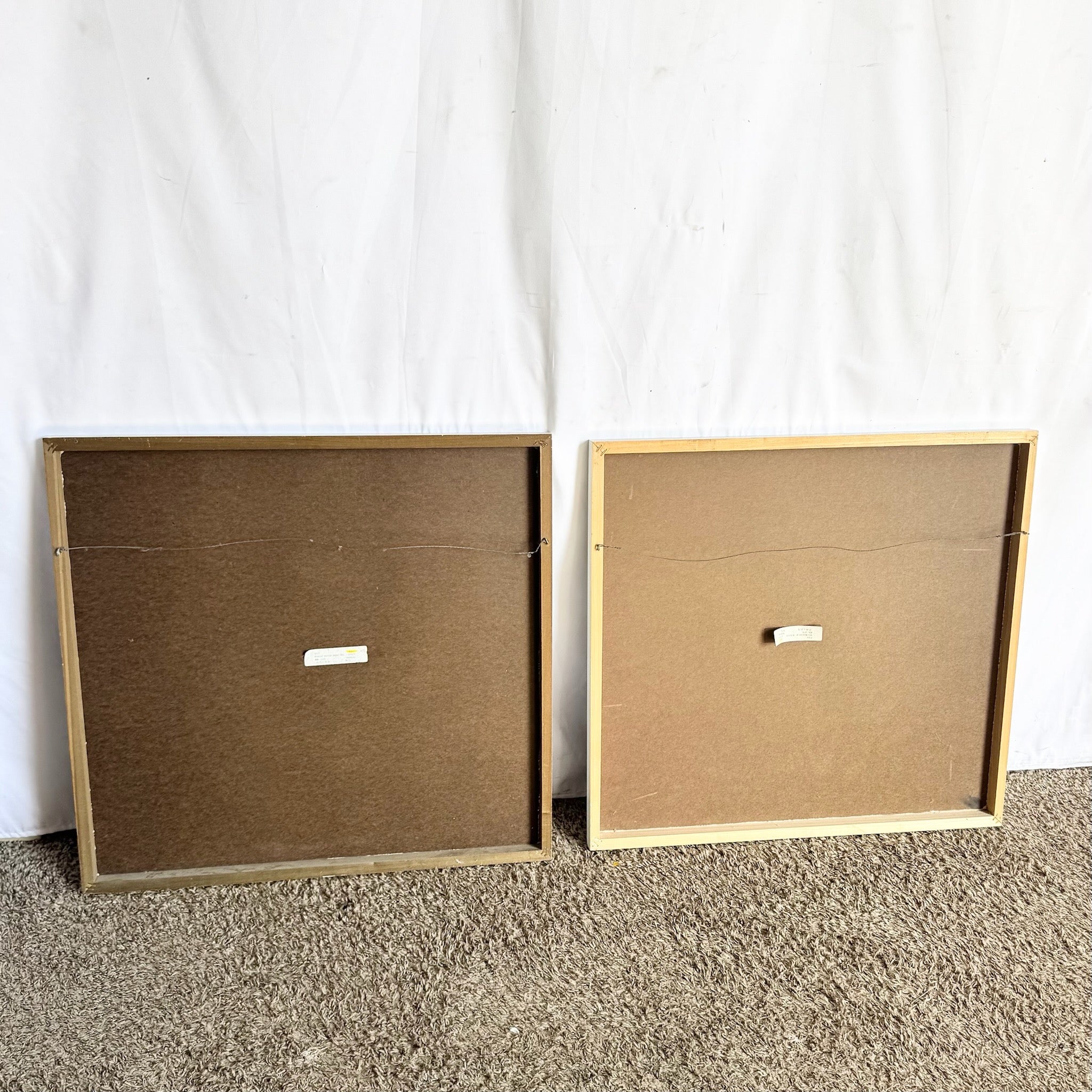 Vintage Thomas McKnight Madison Square and Manhattan Prints on Wood Bard Frame - Two Pieces