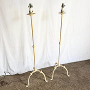 Vintage French Provincial Candlestick Floor Lamps With Three-Legged Base - A Pair