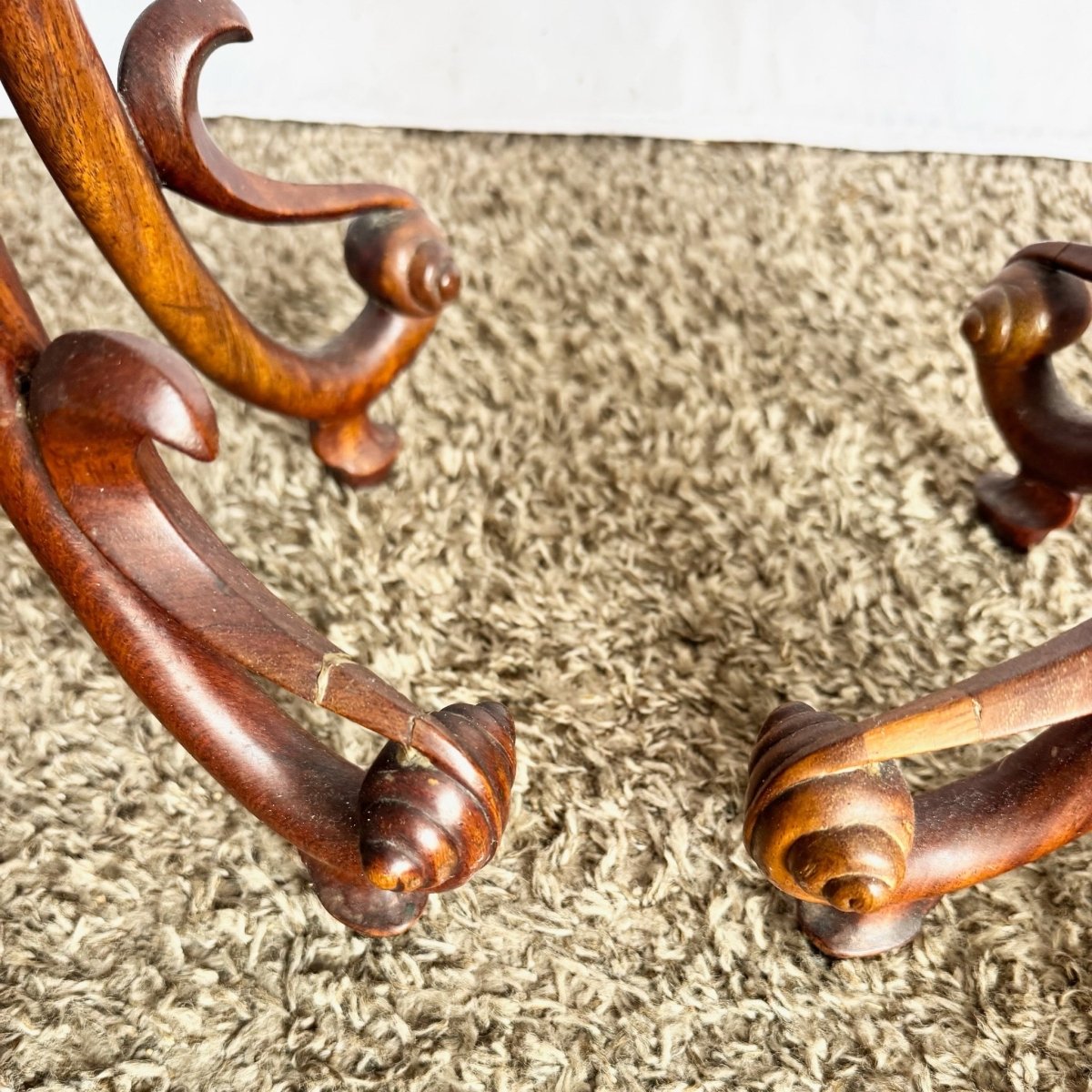 Antique Chinoiserie Burl Plant Stands/Side Tables - A Pair - Dolphin & Flamingo