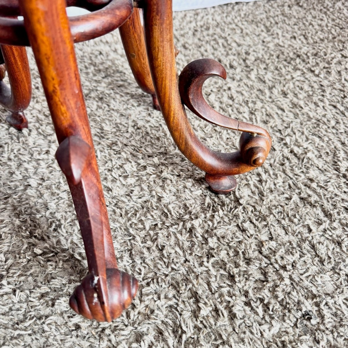 Antique Chinoiserie Burl Plant Stands/Side Tables - A Pair - Dolphin & Flamingo