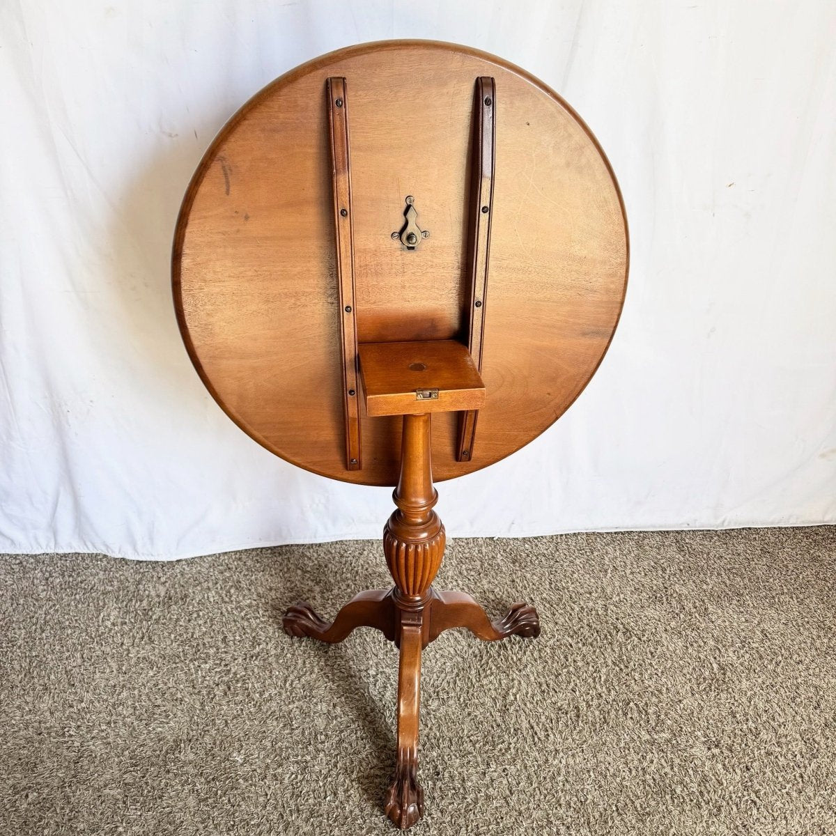 Antique Colonial Wooden Tilt Top Occasional Table - Dolphin & Flamingo