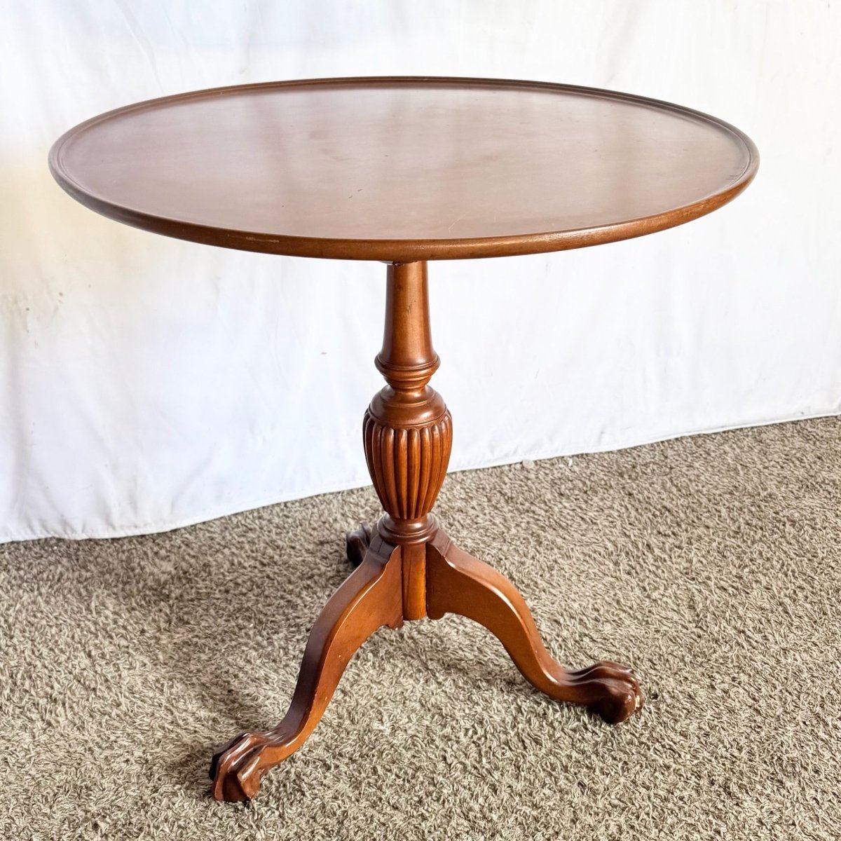 Antique Colonial Wooden Tilt Top Occasional Table - Dolphin & Flamingo