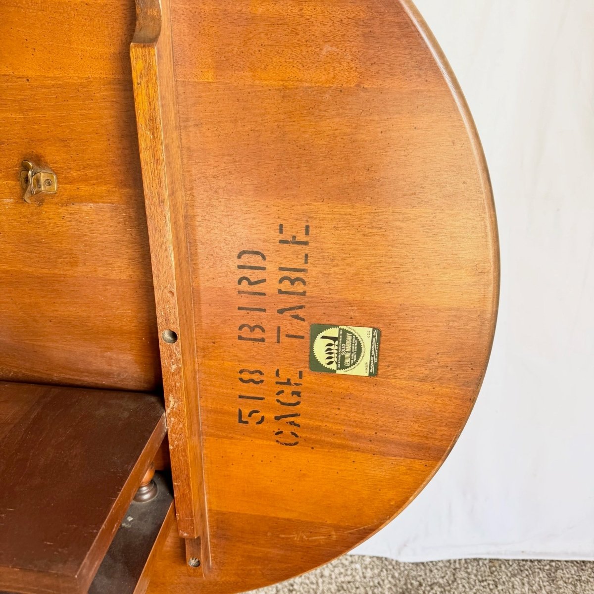 Antique Colonial Wooden Tilt Top Occasional/Bird Cage Table - Dolphin & Flamingo