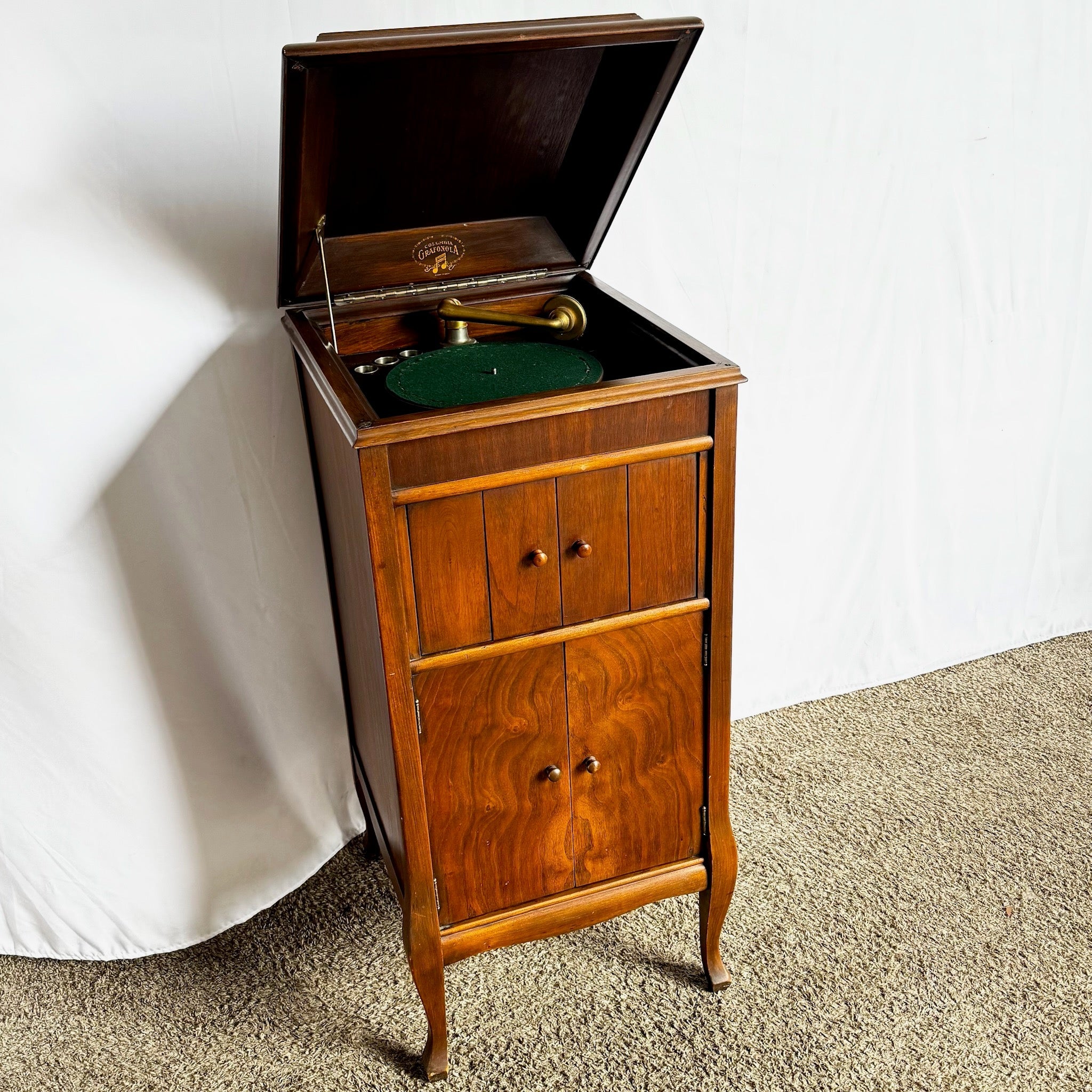 Antique Columbia Grafonola Phonograph Turn Table - Dolphin & Flamingo