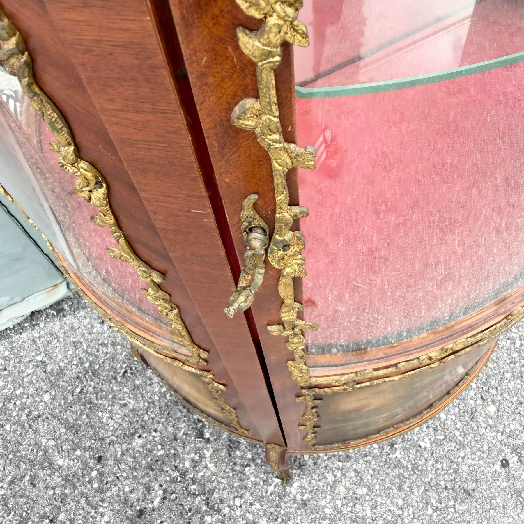 Antique French Louis XV Style Curio Display Cabinet Dolphin & Flamingo