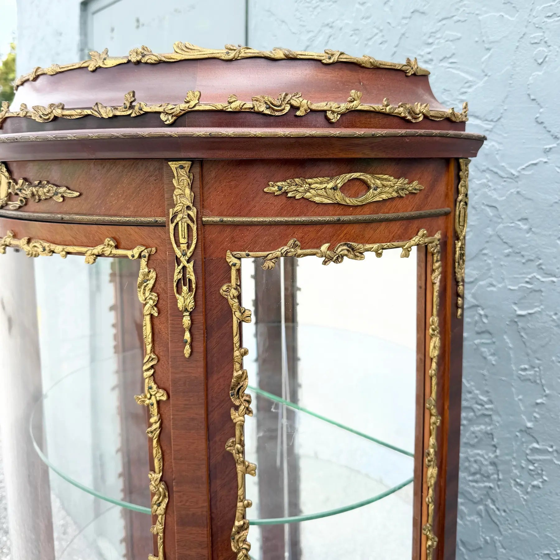 Antique French Louis XV Style Curio Display Cabinet Dolphin & Flamingo