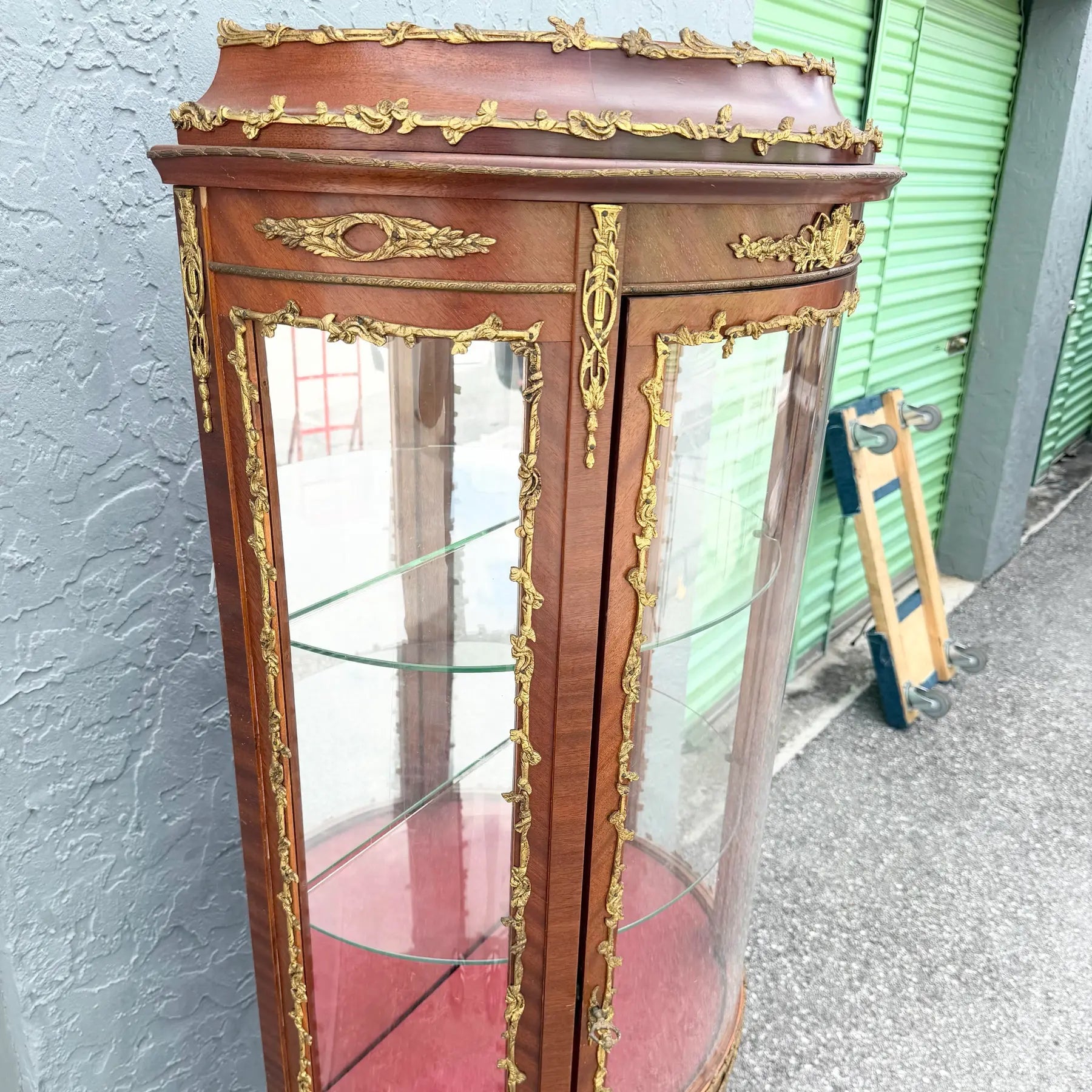 Antique French Louis XV Style Curio Display Cabinet Dolphin & Flamingo