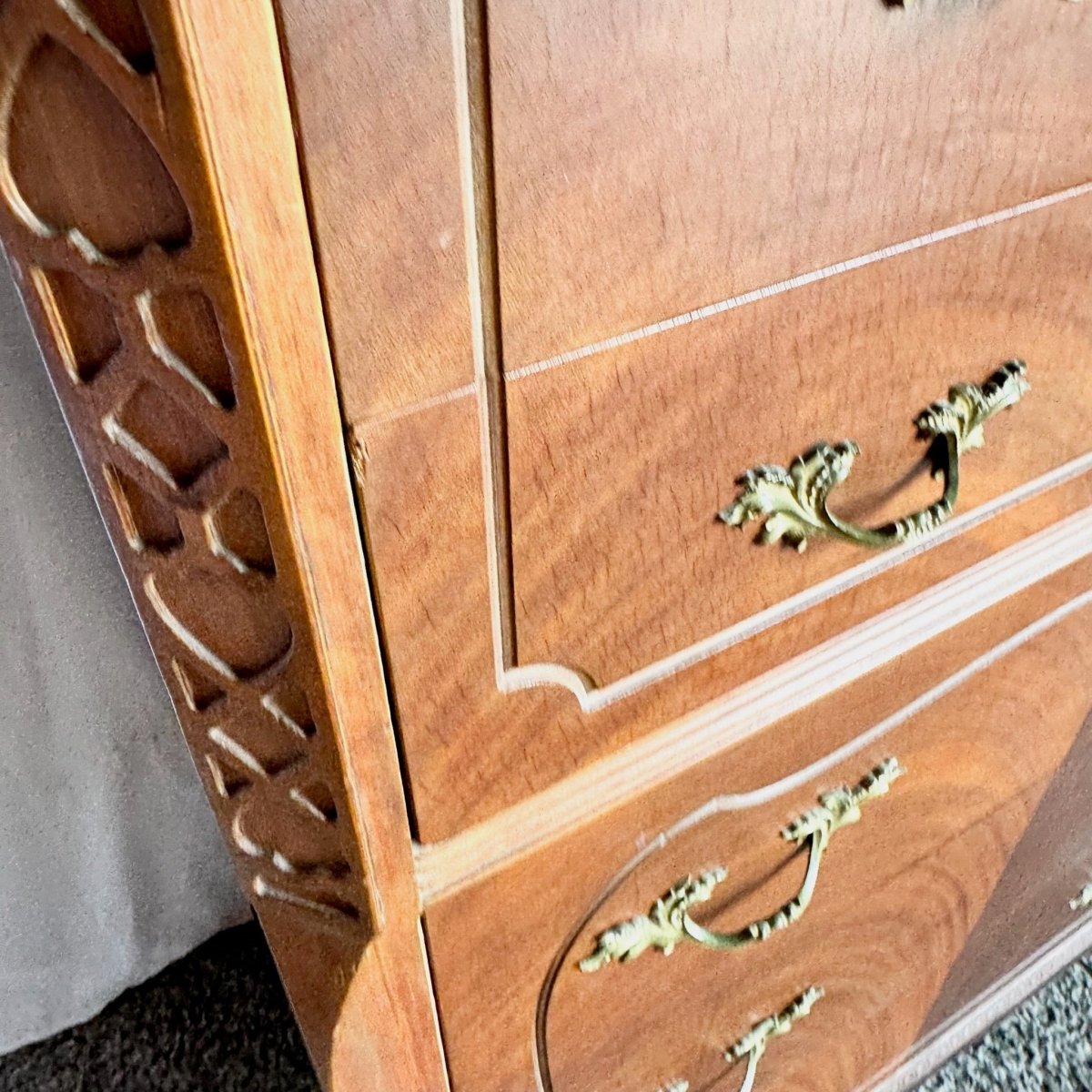 Antique French Provincial Style Wooden Highboy by Imperial Furniture Manufacturing - Dolphin & Flamingo