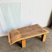 Antique Mediterranean Threshing Table/Coffee Table With Glass Top - Dolphin & Flamingo