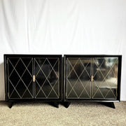 Art Deco Black Lacquered and Gold Chests of Drawers - A Pair - Dolphin & Flamingo