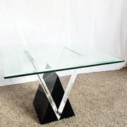 Art Deco Black Plastic and Lucite Glass Top Side Table by Shlomi Haziza - Dolphin & Flamingo
