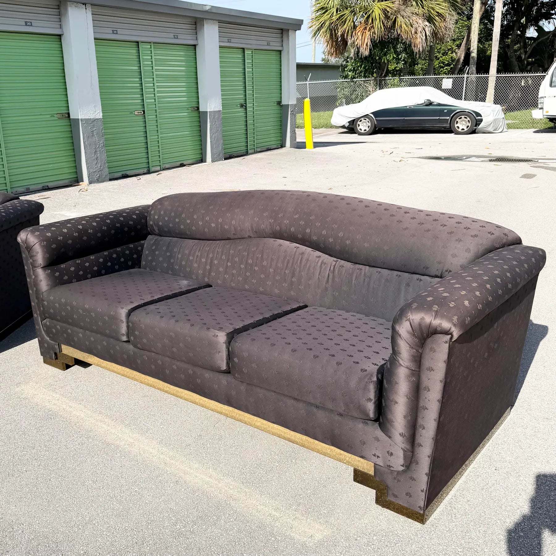 Art Deco Black Sofa Set With Gold Base by Carson’s - Set of 2 Dolphin & Flamingo