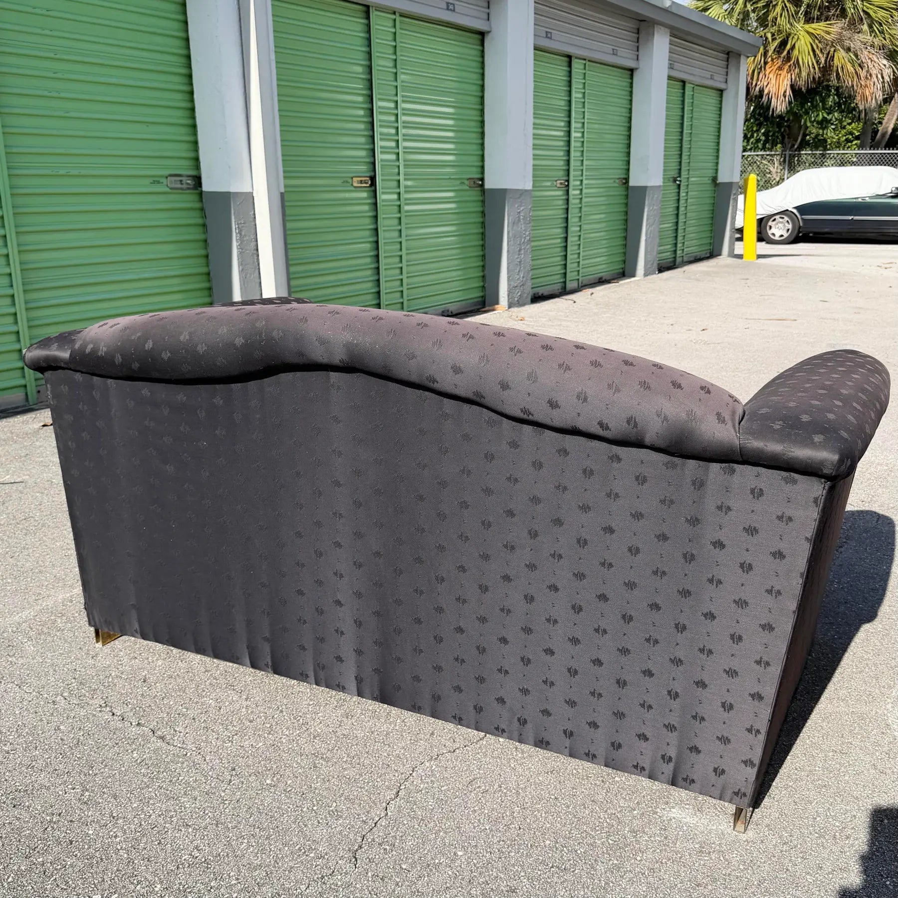 Art Deco Black Sofa Set With Gold Base by Carson’s - Set of 2 Dolphin & Flamingo