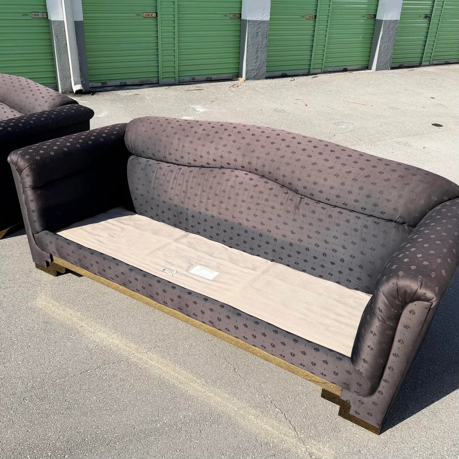 Art Deco Black Sofa Set With Gold Base by Carson’s - Set of 2 Dolphin & Flamingo