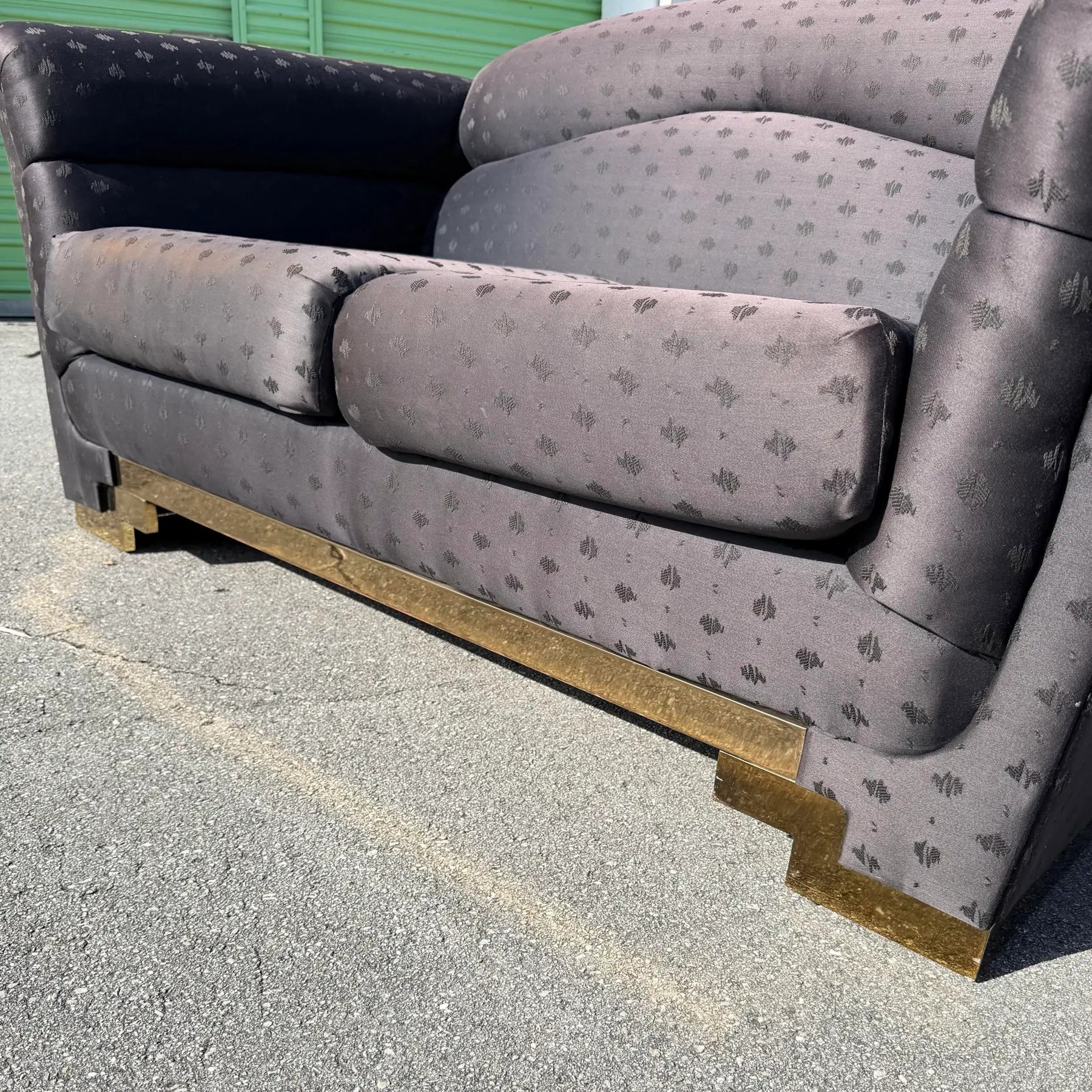 Art Deco Black Sofa Set With Gold Base by Carson’s - Set of 2 Dolphin & Flamingo