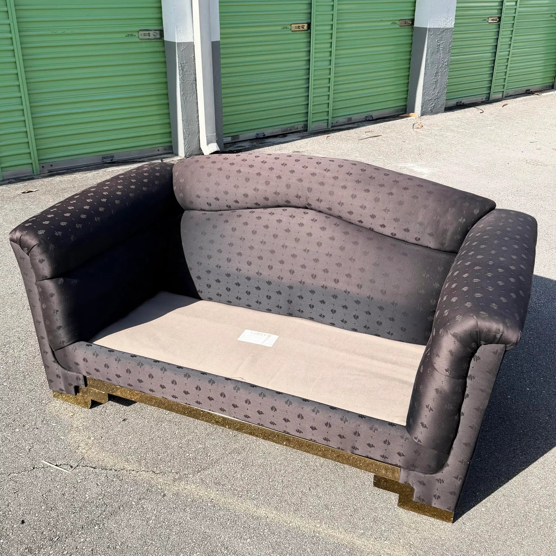 Art Deco Black Sofa Set With Gold Base by Carson’s - Set of 2 Dolphin & Flamingo