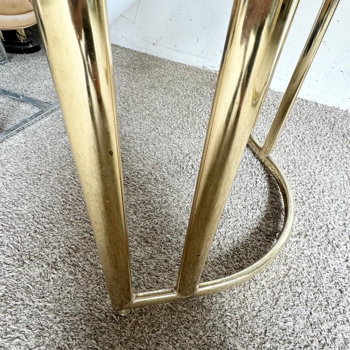 Art Deco Gold and Smoked Glass Top Rectangular Dining Table - Dolphin & Flamingo