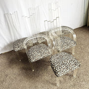 Art Deco Lucite Leopard Print Dining Chairs - Set of 6 - Dolphin & Flamingo