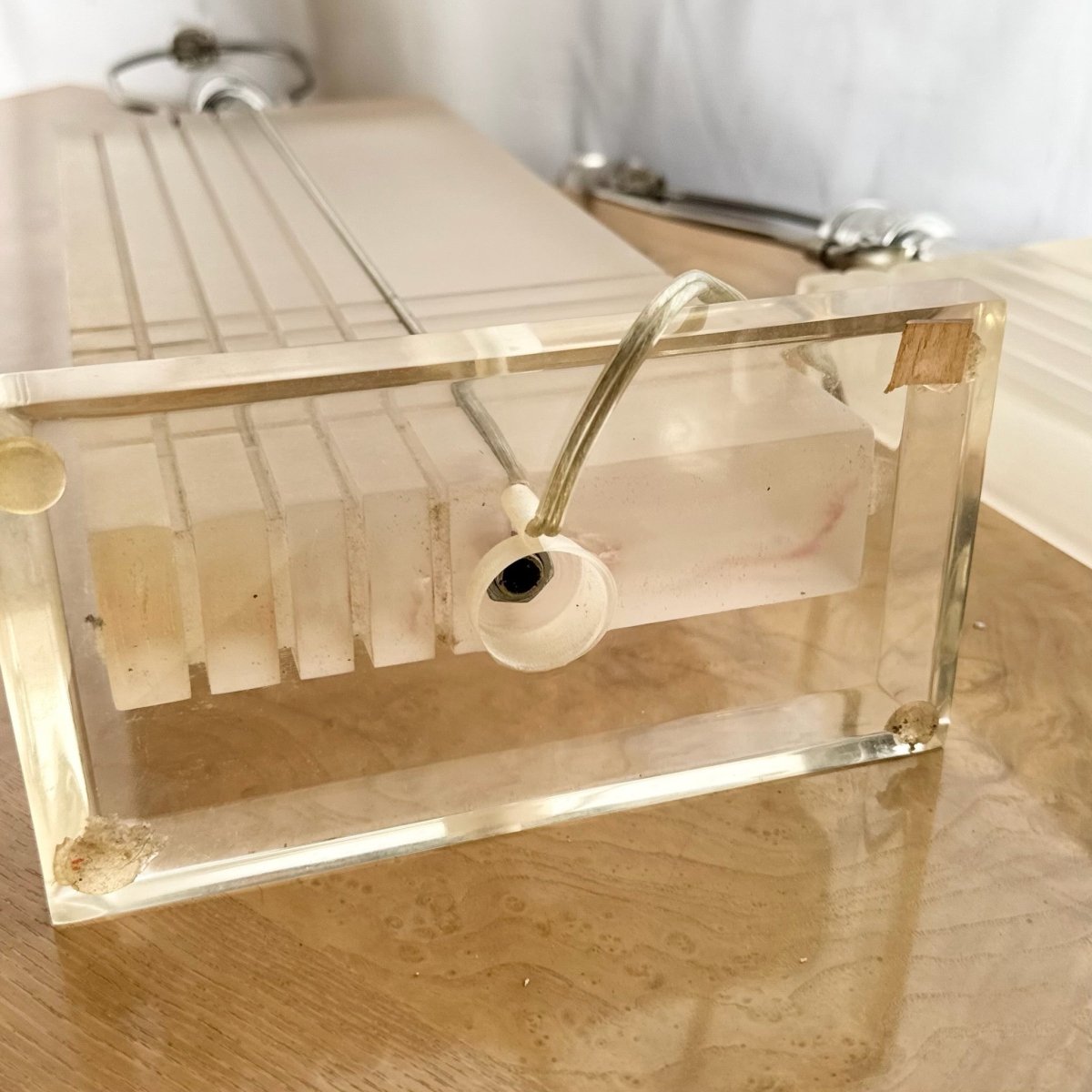 Art Deco Rectangular Lucite Table Lamps - A Pair - Dolphin & Flamingo