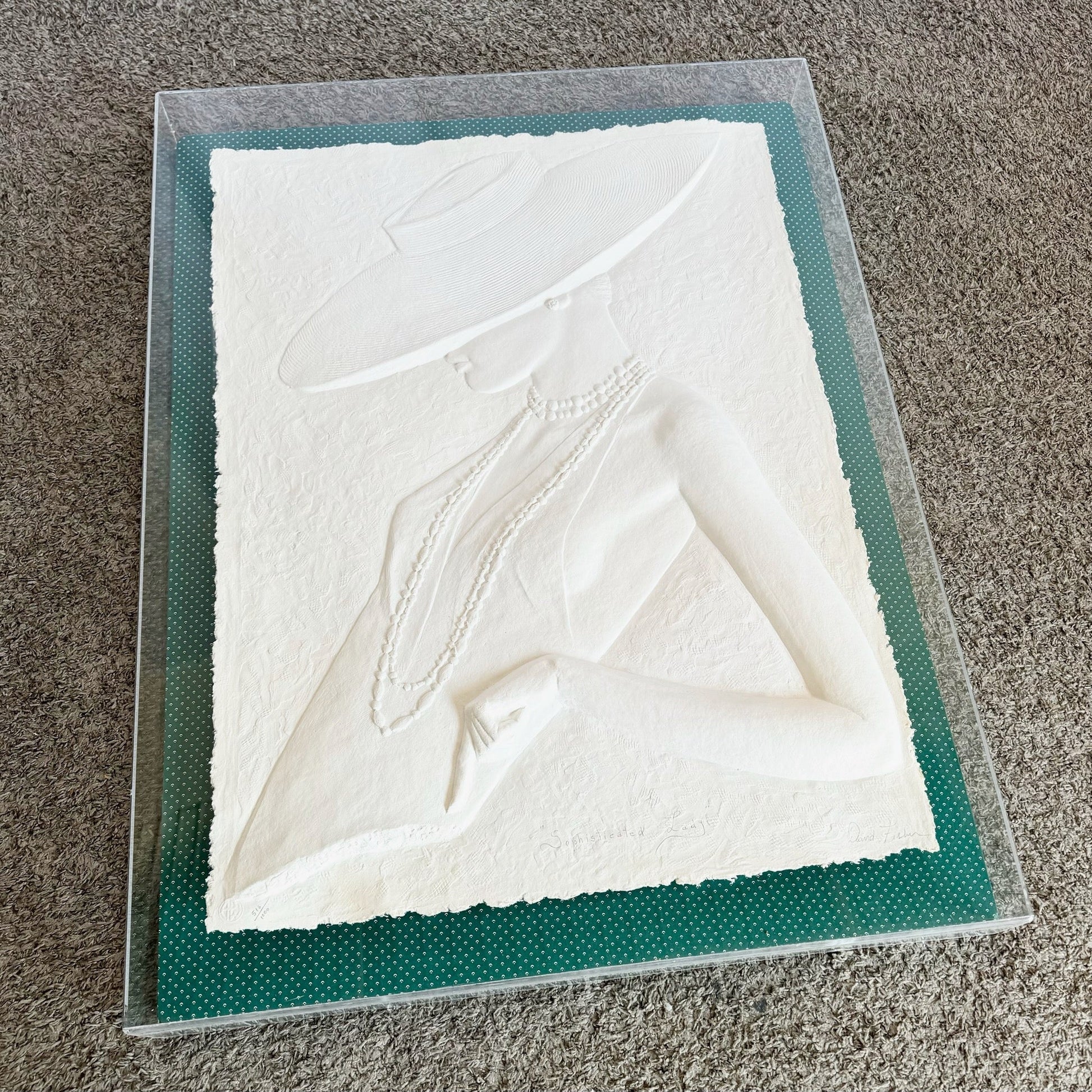 Art Deco Signed Cast Paper “Sophisticated Lady” by David Fisher 516/1000 - Dolphin & Flamingo