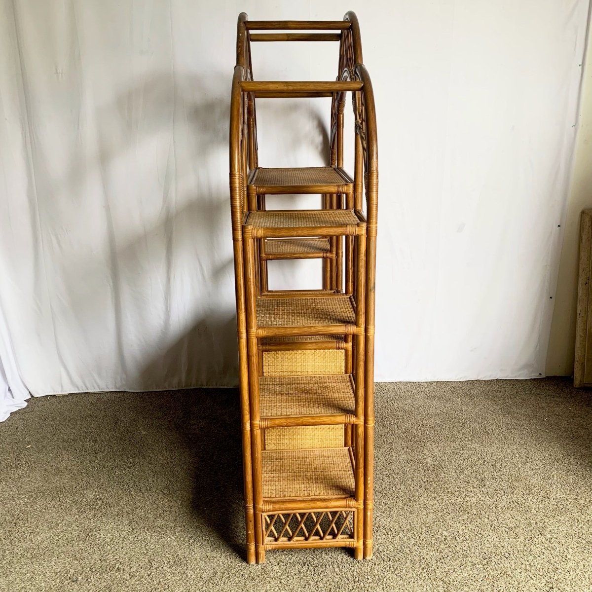 Boho Chic Arch Top Rattan Etagere - Dolphin & Flamingo