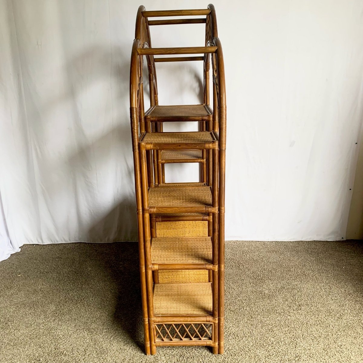 Boho Chic Arch Top Rattan Etagere - Dolphin & Flamingo