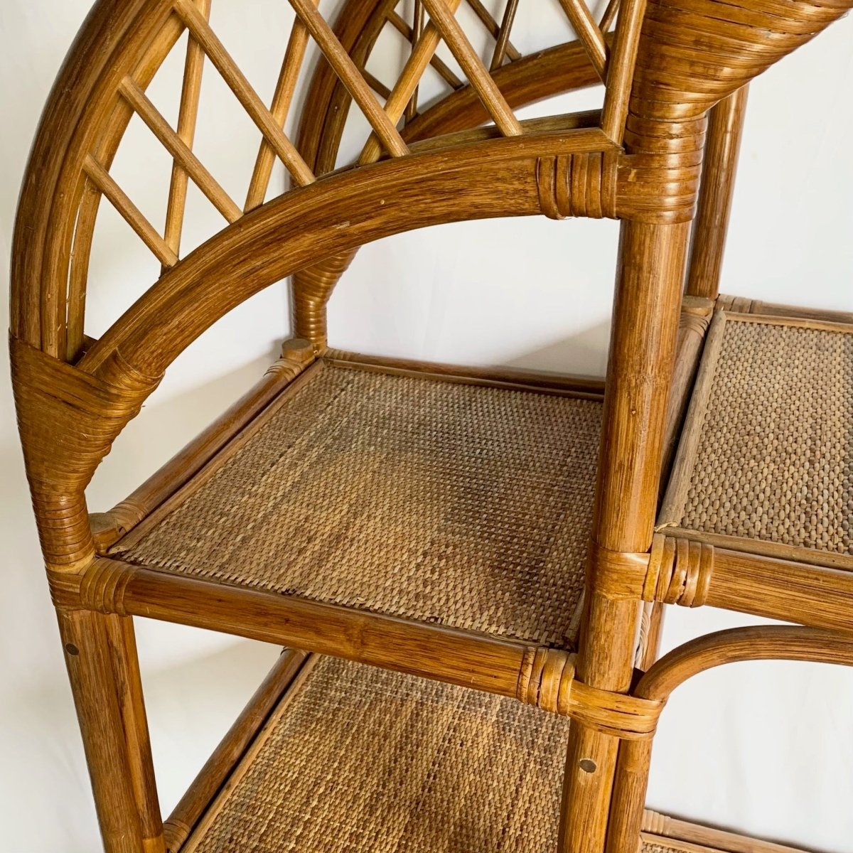 Boho Chic Arch Top Rattan Etagere - Dolphin & Flamingo