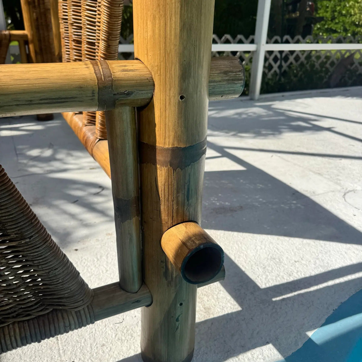 Boho Chic Bamboo King Size Canopy Bedframe - Dolphin & Flamingo