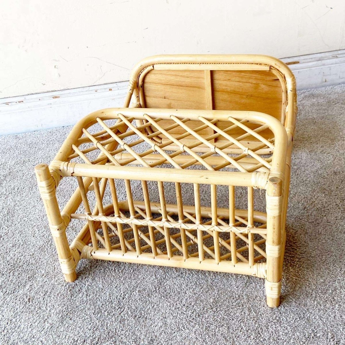 Boho Chic Bamboo Rattan Magazine Rack Side Table - Dolphin & Flamingo