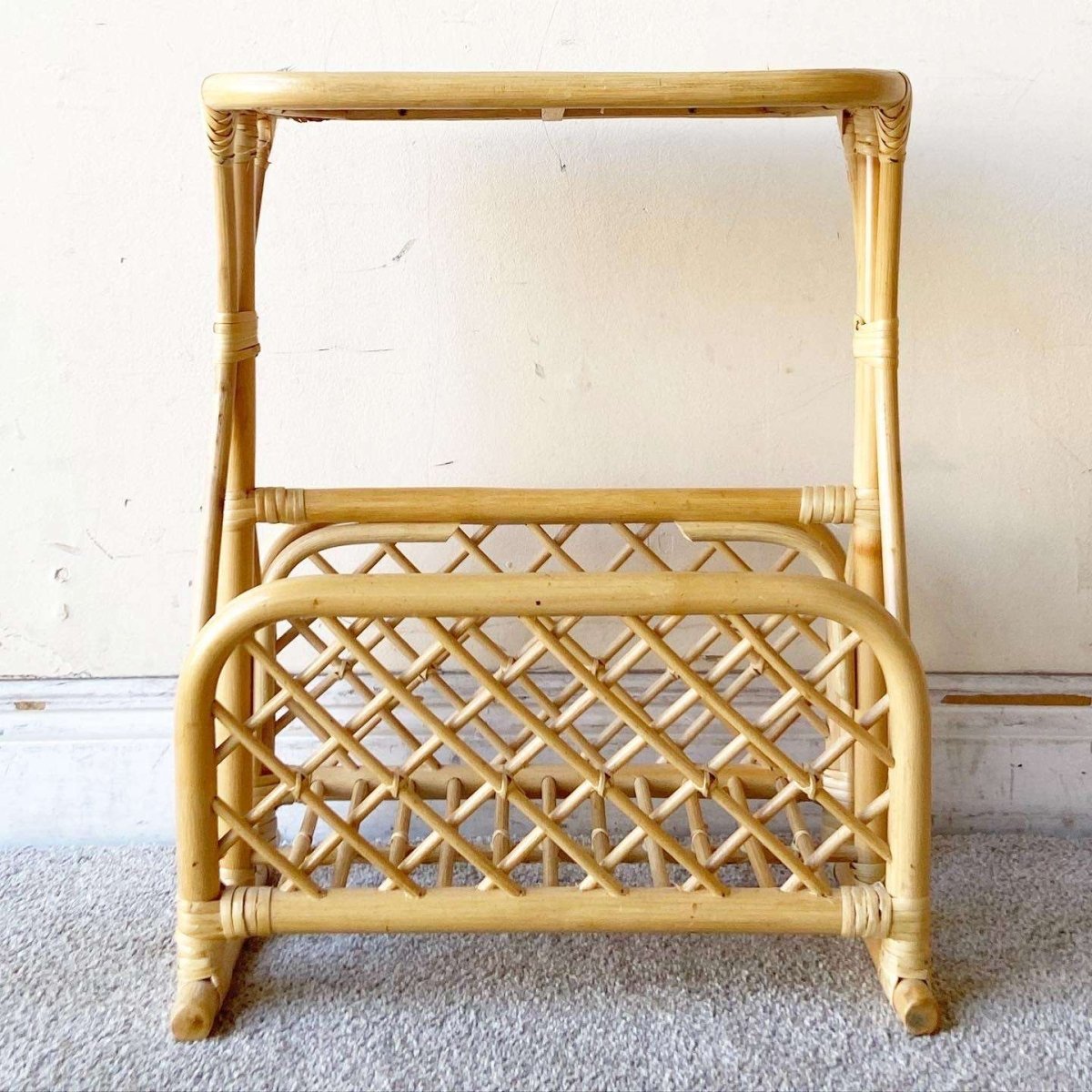 Boho Chic Bamboo Rattan Magazine Rack Side Table - Dolphin & Flamingo