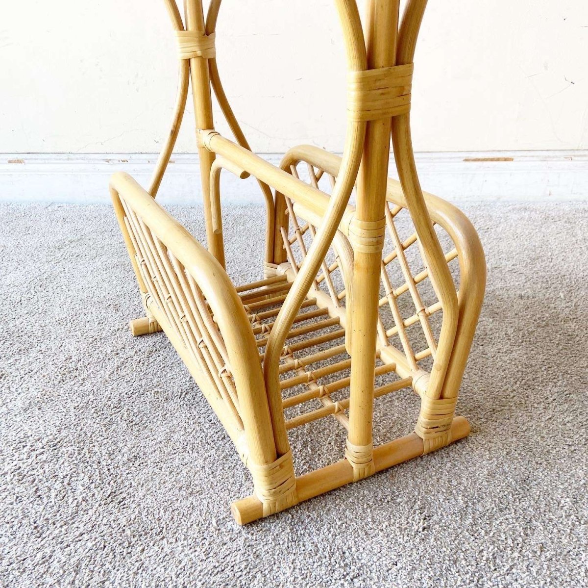 Boho Chic Bamboo Rattan Magazine Rack Side Table - Dolphin & Flamingo