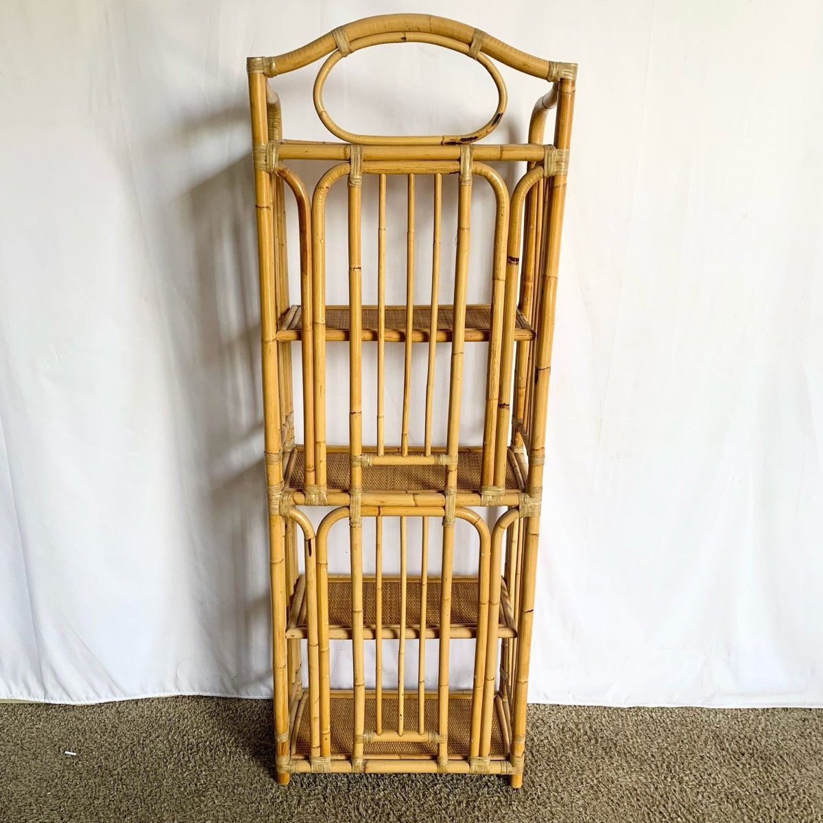 Boho Chic Bamboo Rattan Wicker Etagere - Dolphin & Flamingo